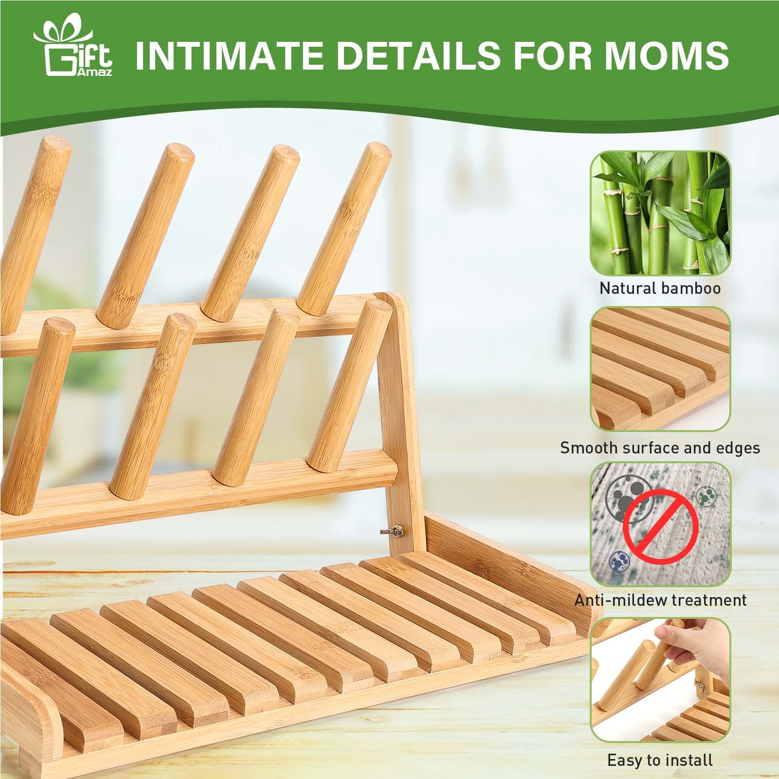 Foldable design of GiftAmaz baby bottle drying rack for storage