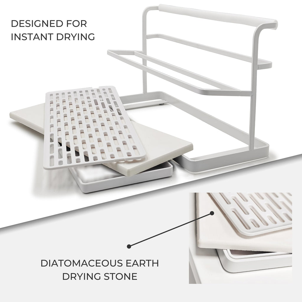 Natural diatomaceous earth mat for instant dish drying