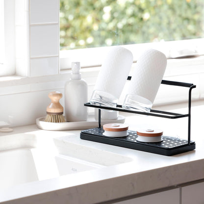 Modern kitchen setup with Selegna bottle organizer