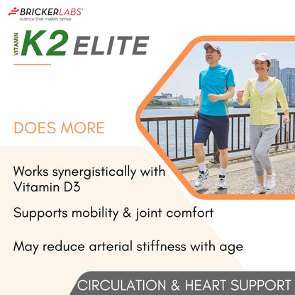 Authentic USA imported Bricker Labs K2 Elite bone density capsules side view