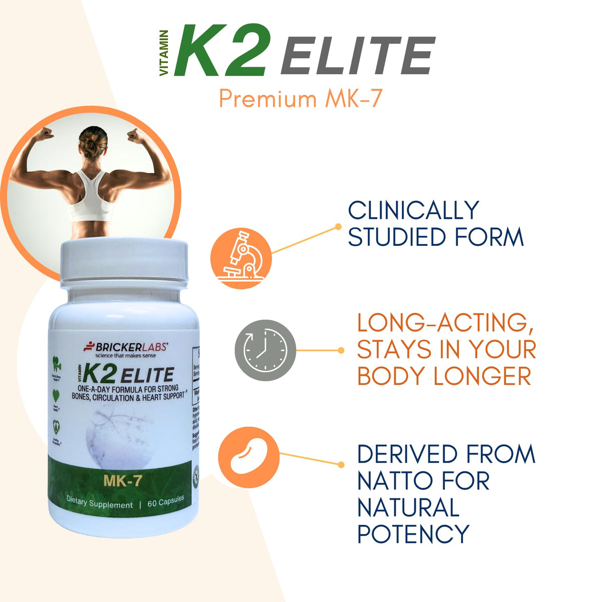 Bricker Labs K2 Elite supplement facts and dosage layout