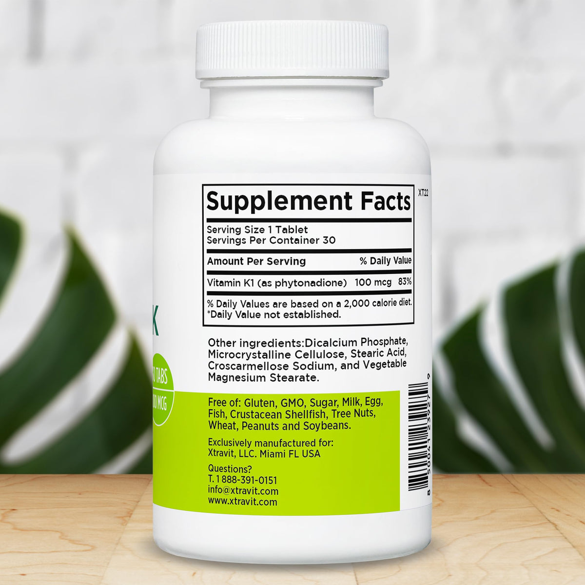 Xtravit Vitamin K dietary supplement bottle side profile