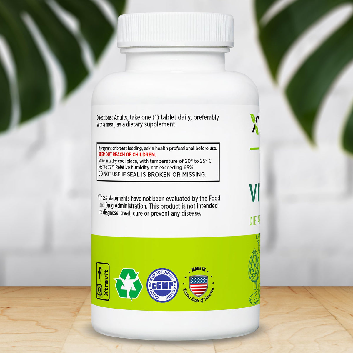 Xtravit Vitamin K 30 tablets bottle nutritional facts label