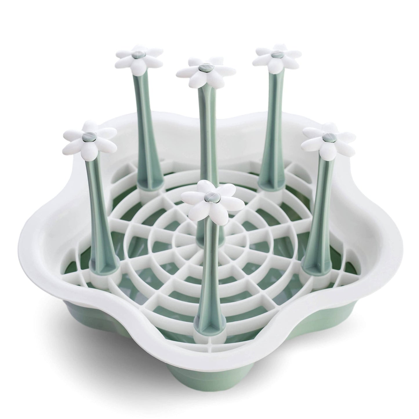 L-Wash bottle drying rack showing removable water drain tray