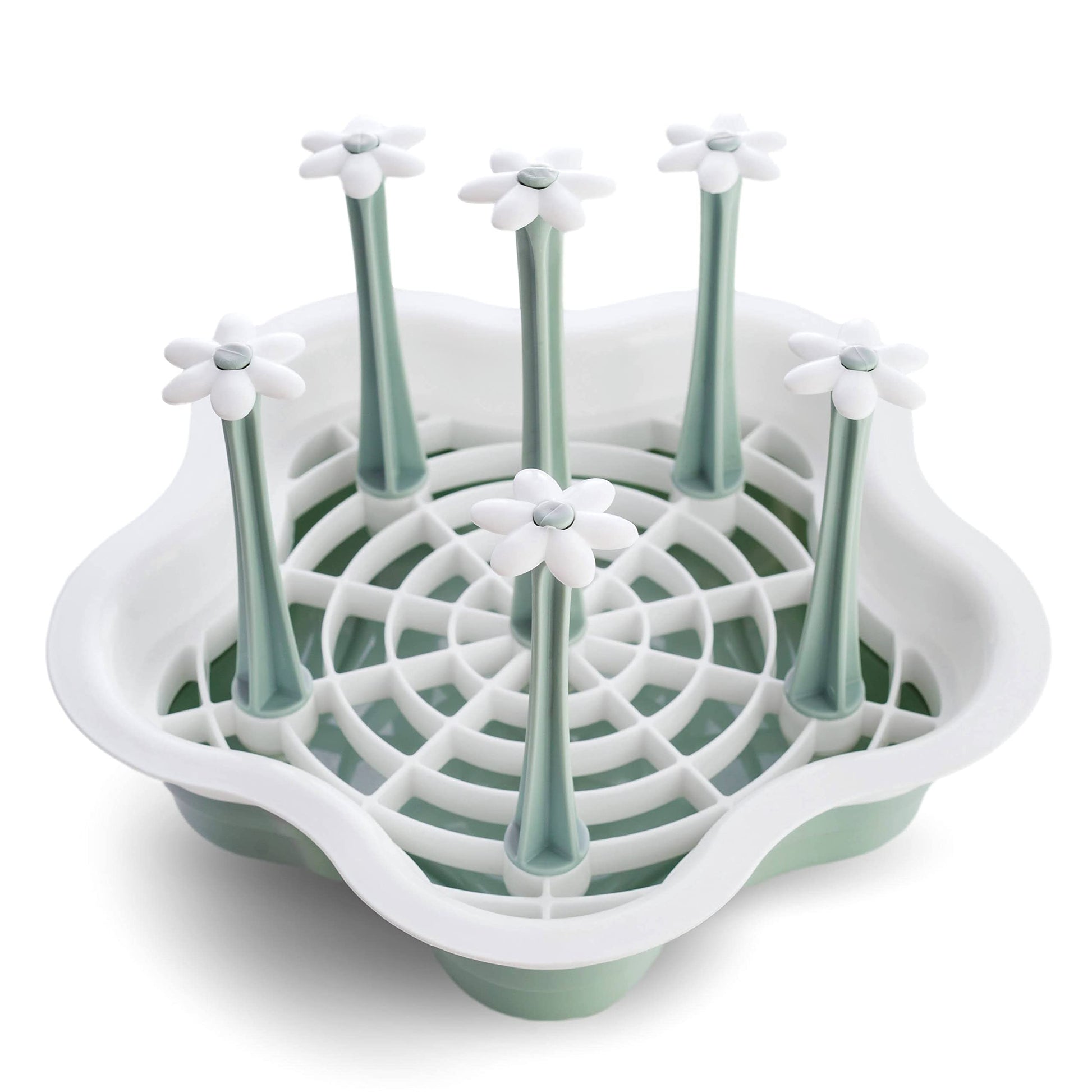 L-Wash bottle drying rack showing removable water drain tray