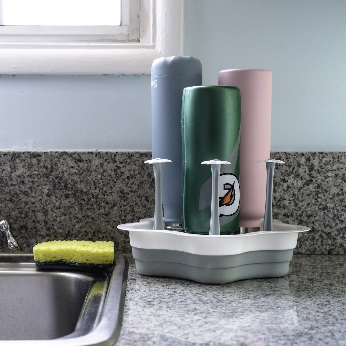 Collapsible flower design of L-Wash kitchen drying rack