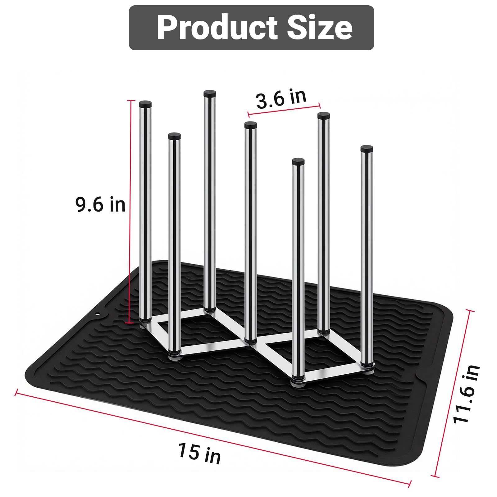 Foldable bottle drying rack showing stainless steel frame details