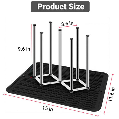 Foldable bottle drying rack showing stainless steel frame details