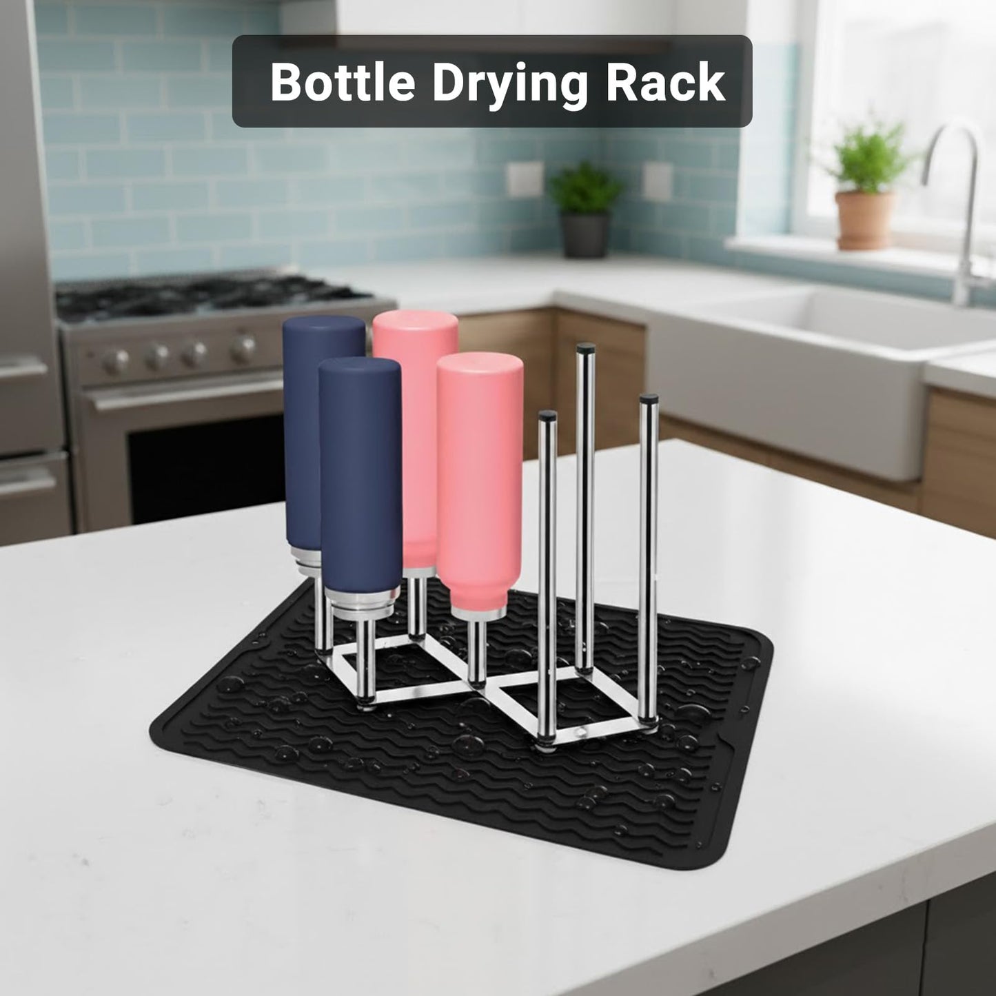 Top down view of collapsible bottle drying organizer