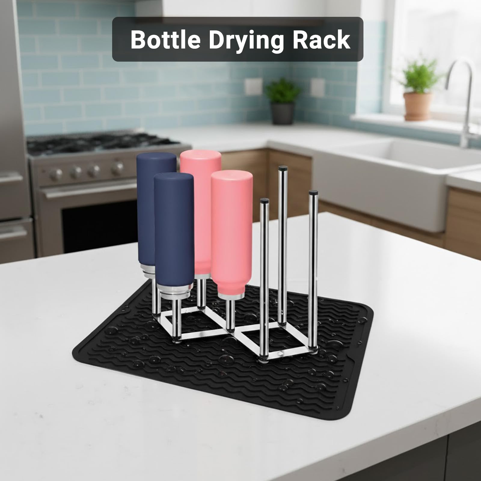 Top down view of collapsible bottle drying organizer