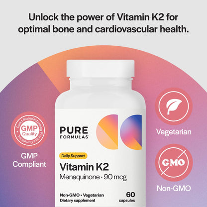 PureFormulas Vitamin K2 MK7 menaquinone 7 vegetarian capsules for cardiovascular support