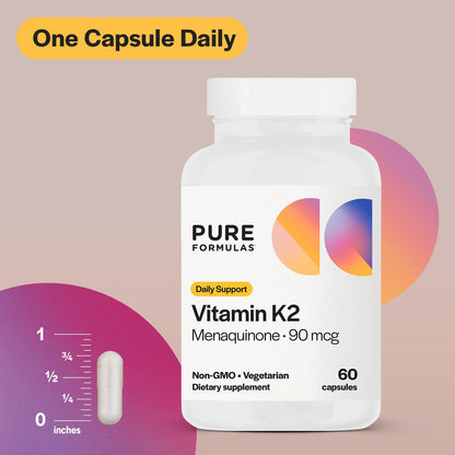 PureFormulas Vitamin K2 MK7 non GMO soy free formula premium nutrition label