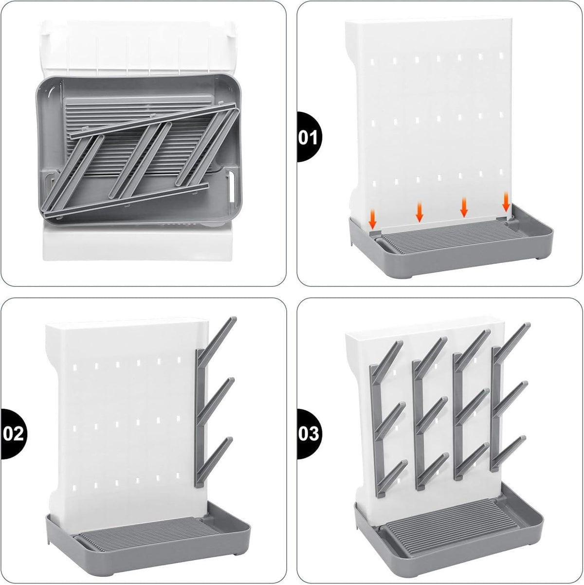 Vitality Grey baby bottle organizer with drip tray removed