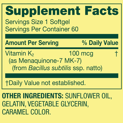 Spring Valley MK-7 vitamin K2 softgels ingredient list