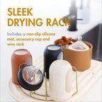 Close up of Boon Arc drying rack accessory cup for pacifiers
