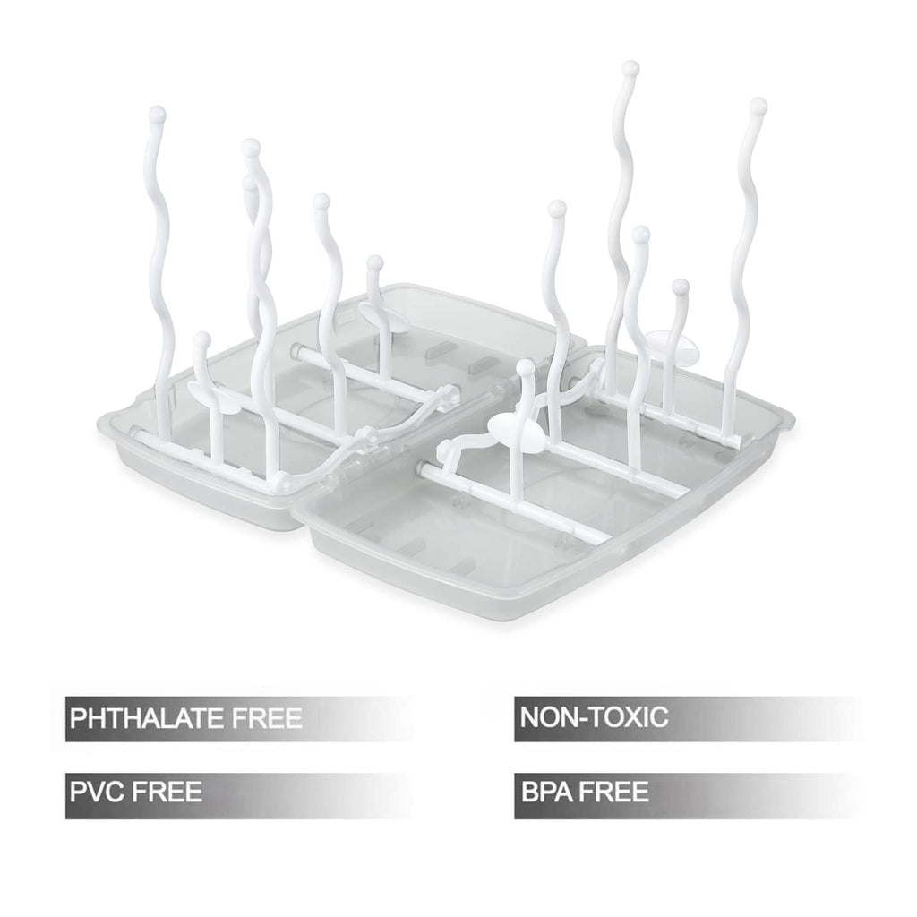 PandaEar grey bottle drying rack on kitchen countertop
