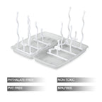 PandaEar grey bottle drying rack on kitchen countertop