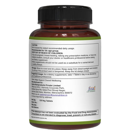 Pure Nutrition Natural Treasures Vitamin K complex side panel with manufacturing information