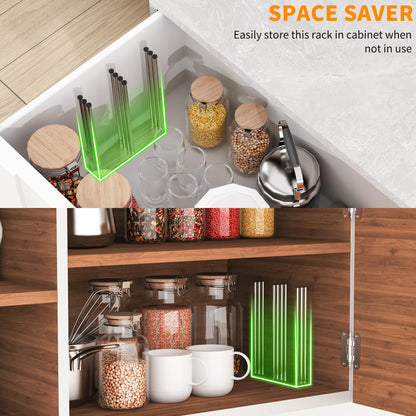 Collapsible bottle drying rack folded for storage