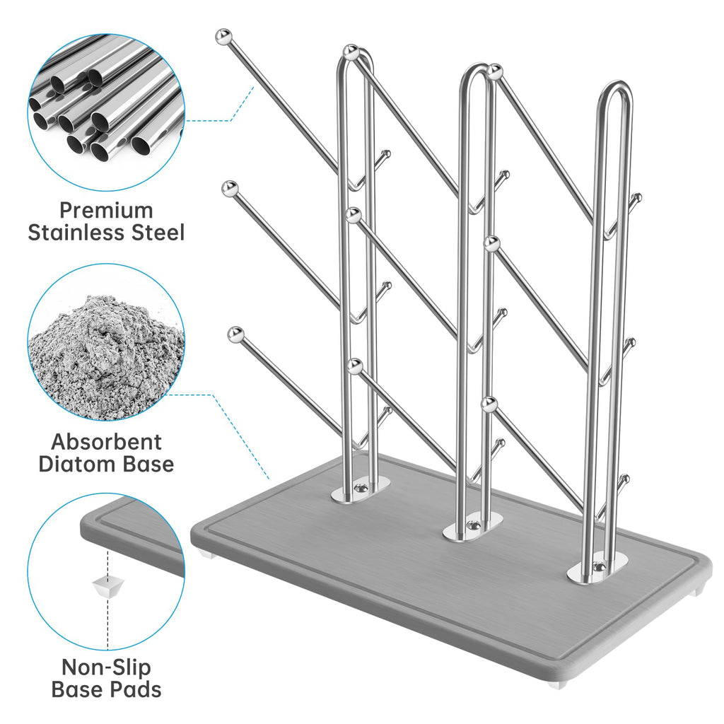 Foldable stainless steel bottle drying rack for kitchen