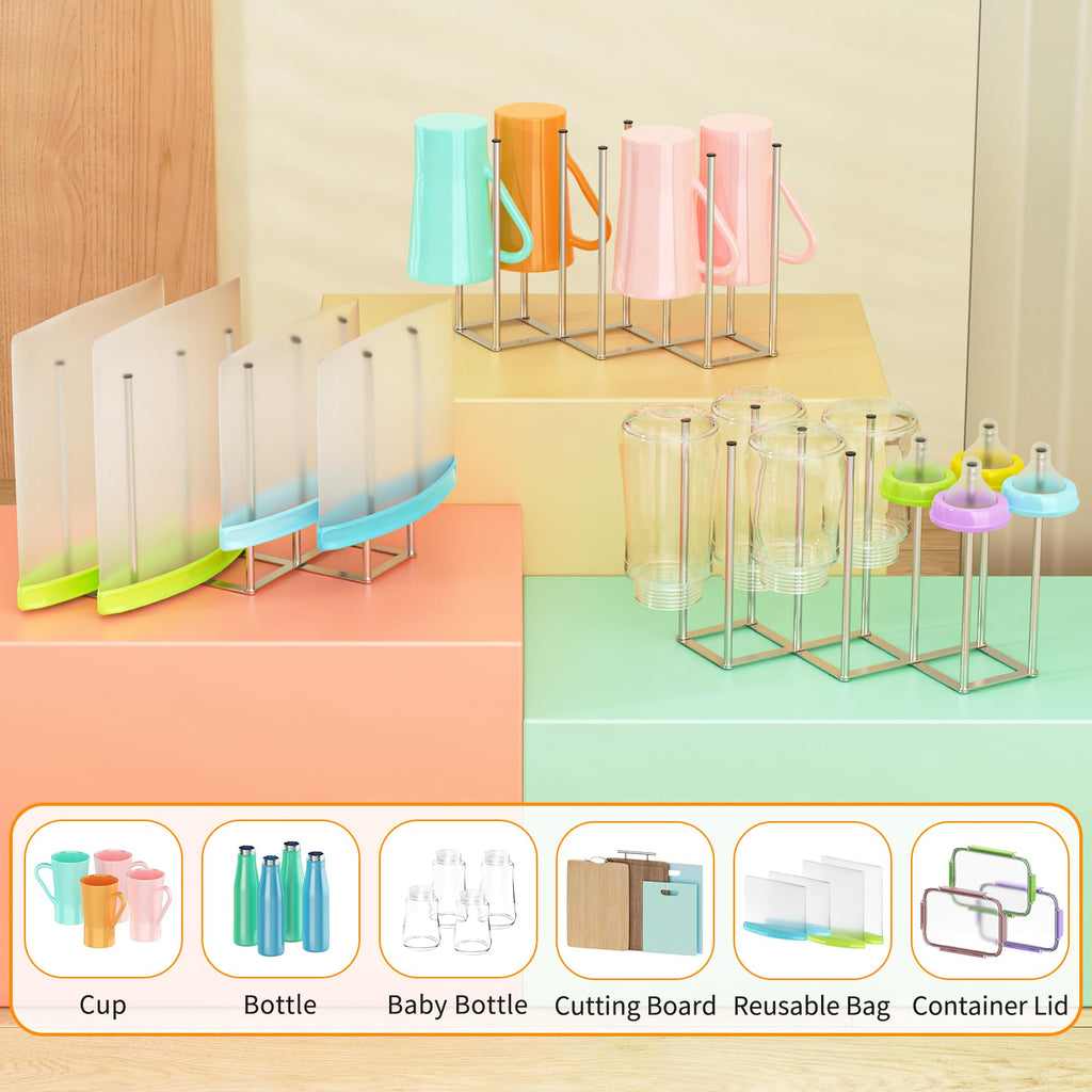 Compact kitchen counter organizer for silicone bags and cups