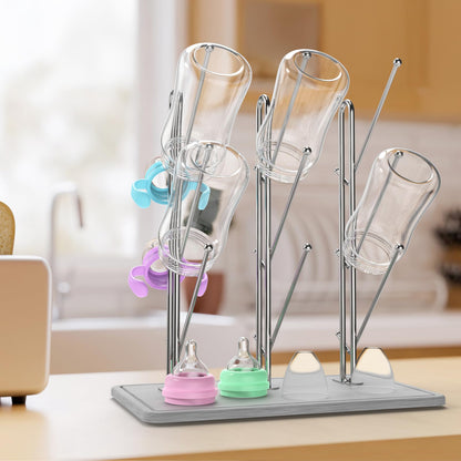 Space saving baby bottle drying rack folded for storage