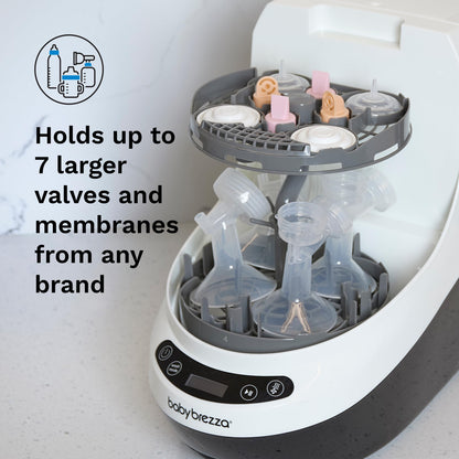 Side profile of Baby Brezza breast pump parts organizer