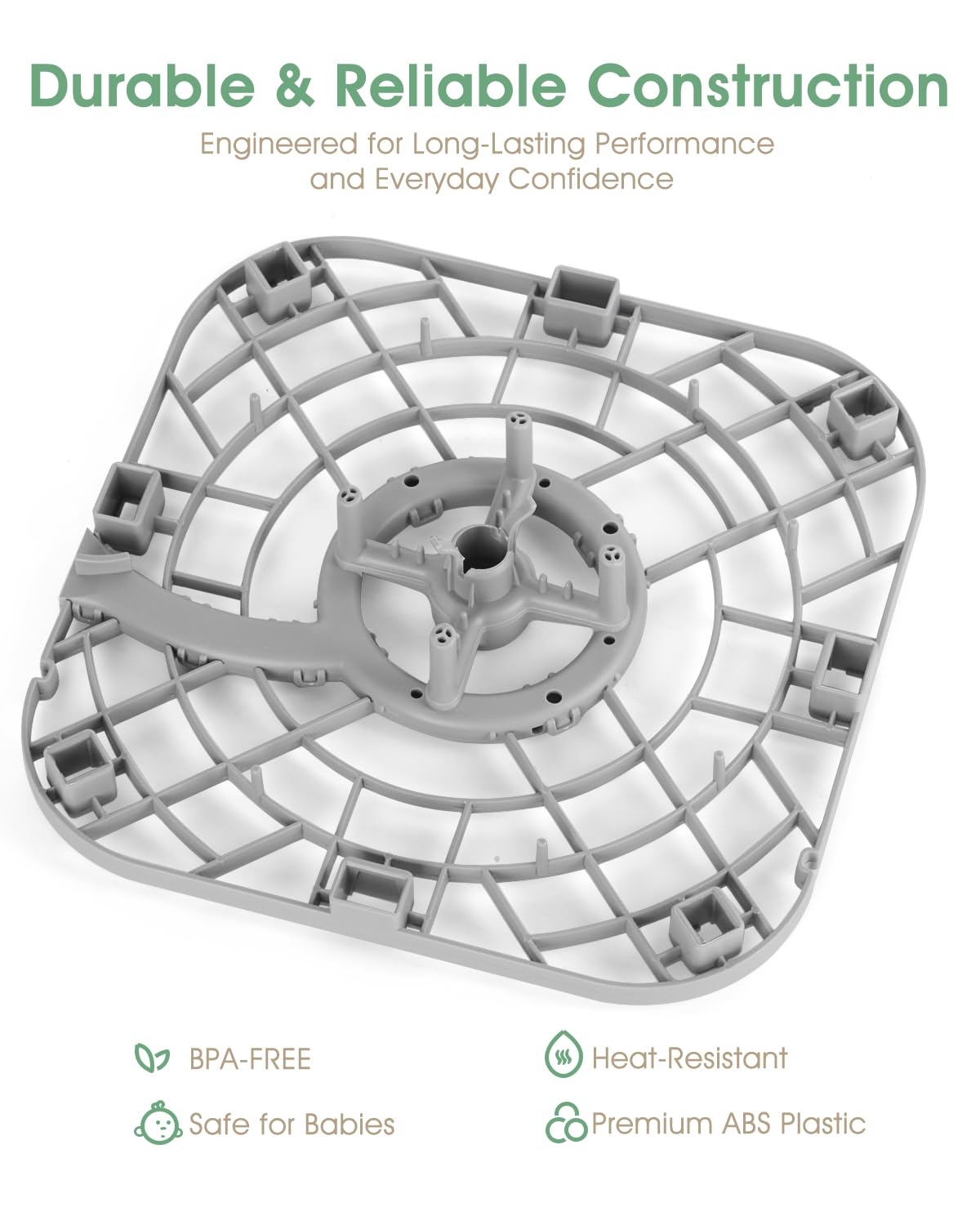 Top view of BPA-free replacement base tray for bottle sterilizers