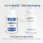 SuperSmart Complete K supplement facts label showing K1 K2 MK4 and MK7 ingredients