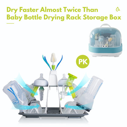 Close up of Carebabymore drying rack holding pump parts