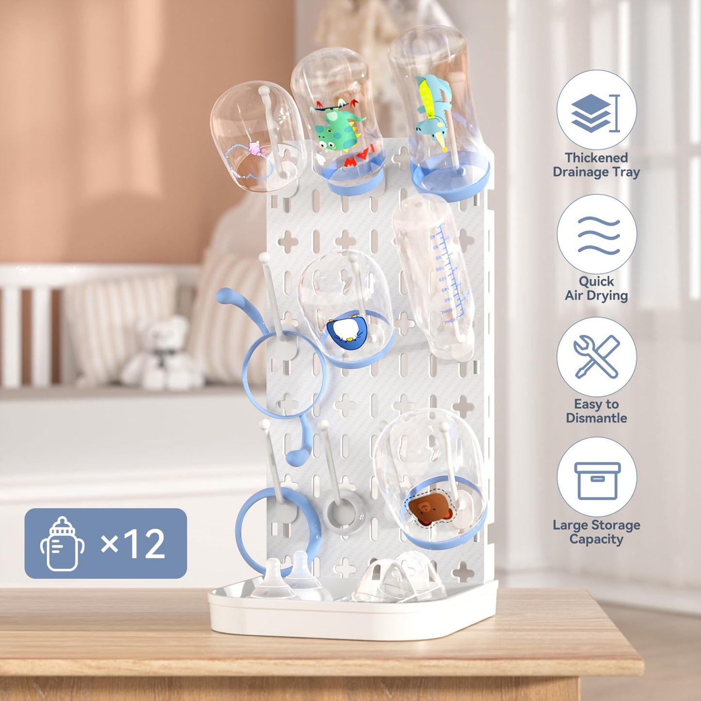Clesoo vertical bottle holder showing 12 hook capacity