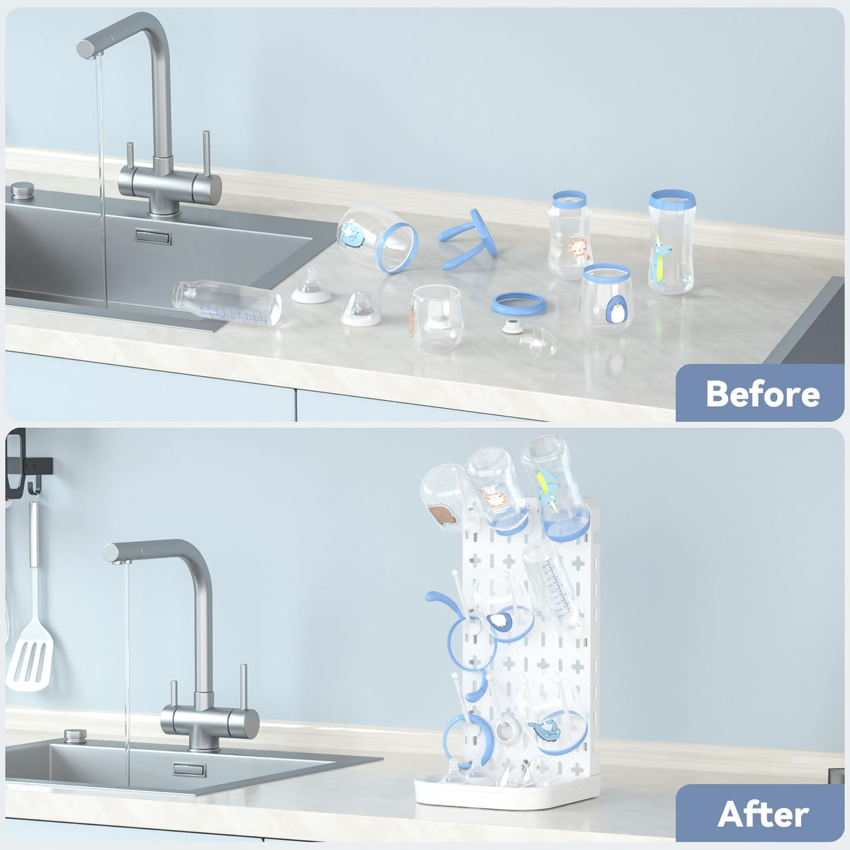 Side profile of Clesoo bottle dryer showing airflow design