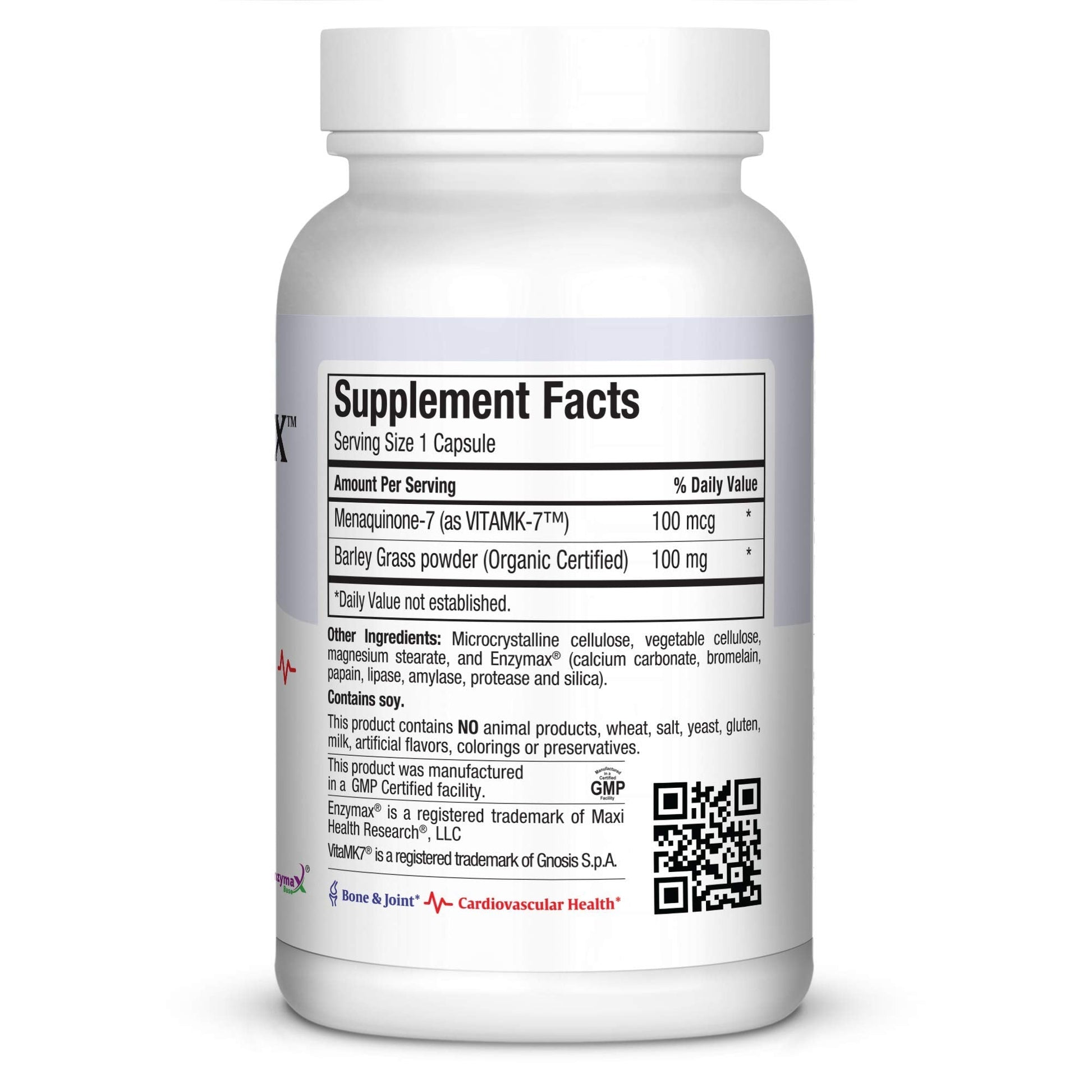 Maxi Health Vitamin K2 supplement label showing ingredients and VitaMK7 specifications