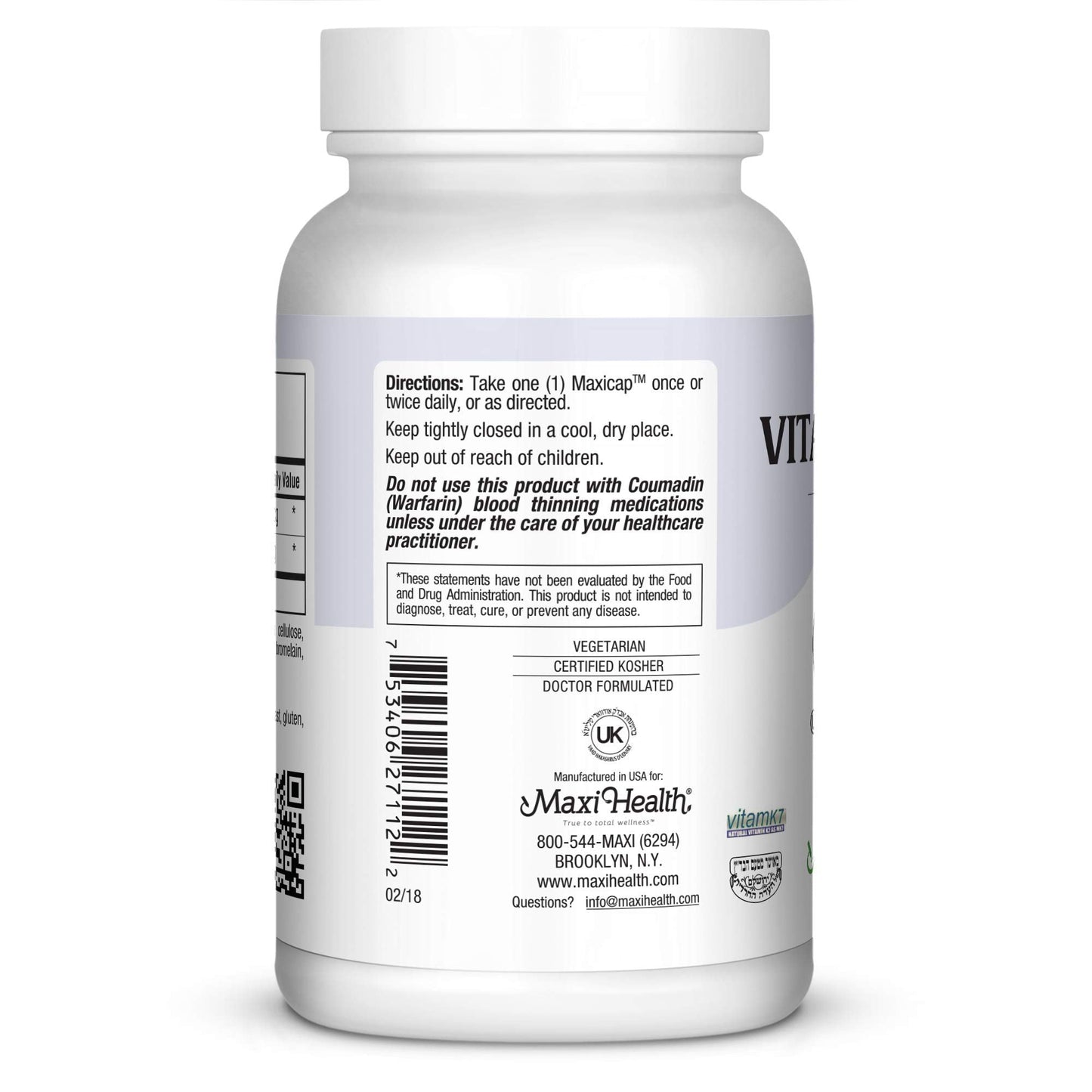 Authentic USA imported Maxi Health Vitamin K Max capsules for calcium regulation