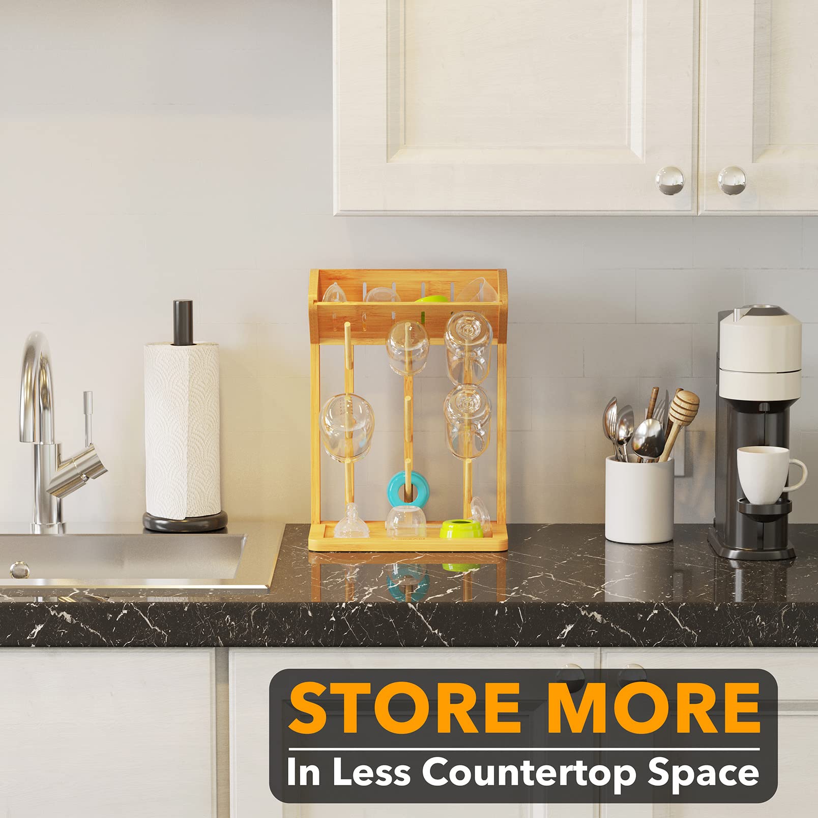 Top down view of SpaceAid vertical bottle storage rack