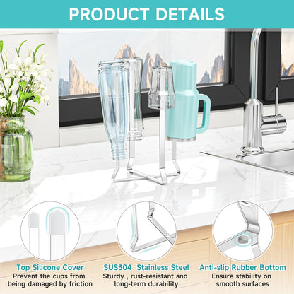 Xilimen foldable cup and bottle dryer showing stainless steel structure