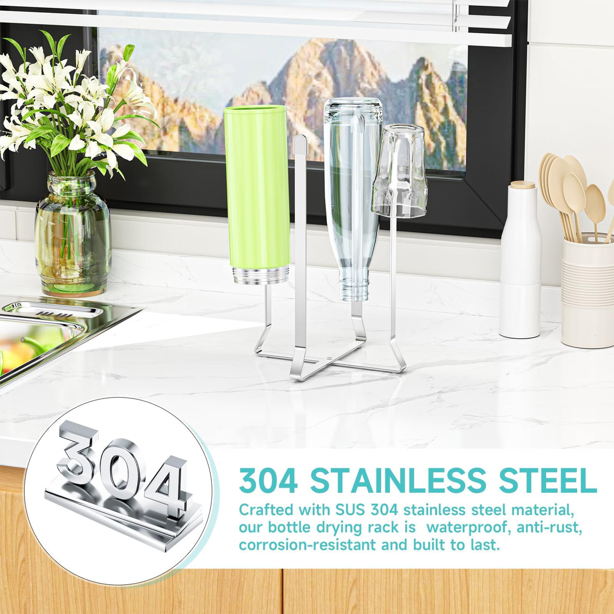 Close up of Xilimen bottle rack with protective silicone tips