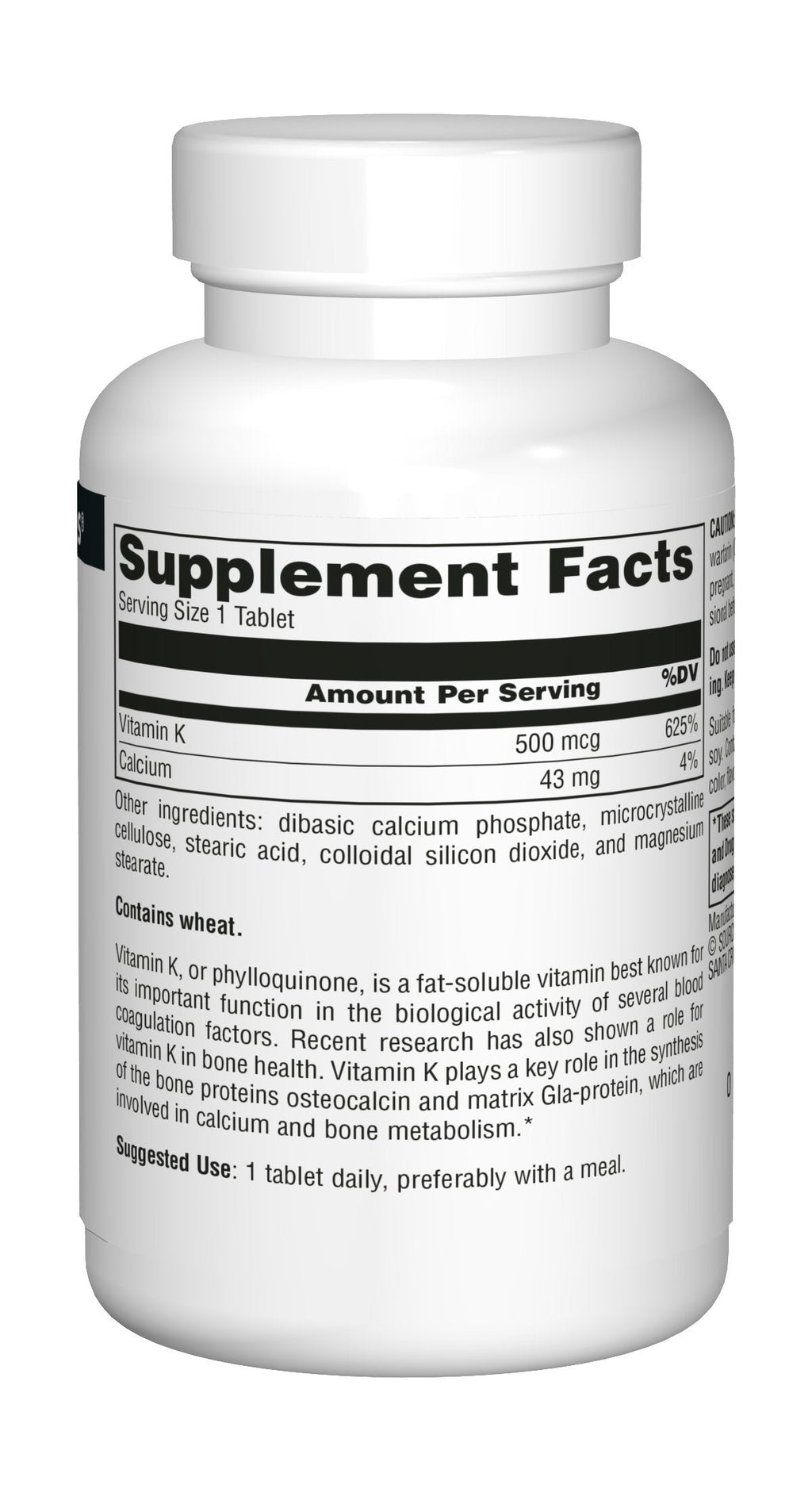 Source Naturals supplement bottle side label details