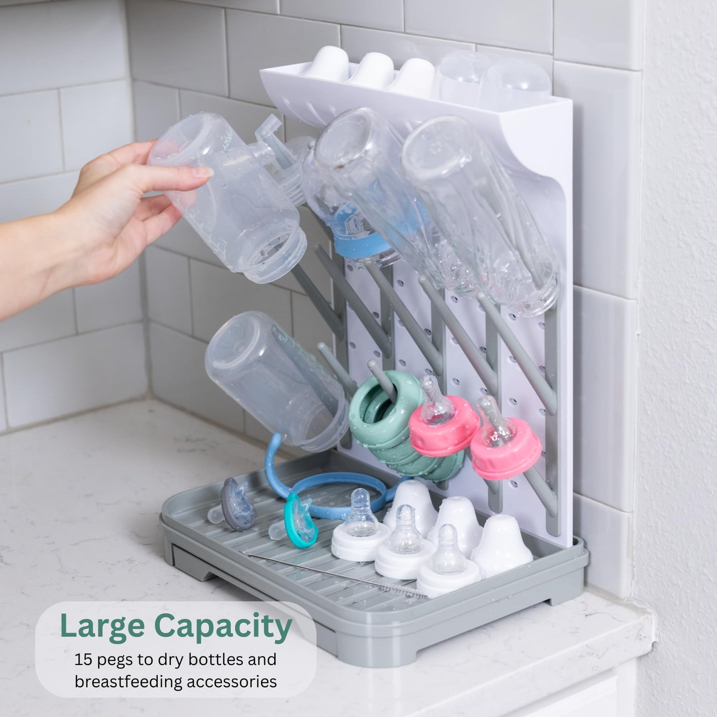 Velakade bottle dryer holding 15 bottles and accessories