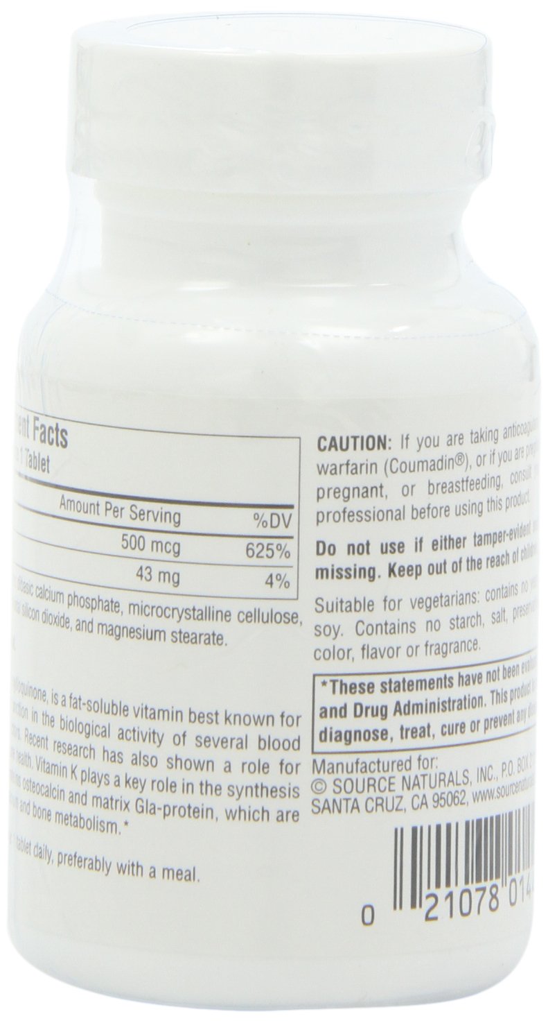 Source Naturals vitamin packaging back view
