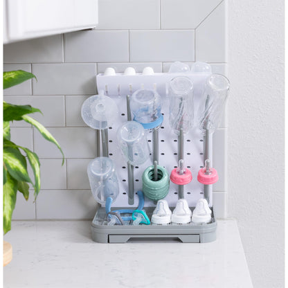 Close up of Velakade bottle drying rack base and upright hooks