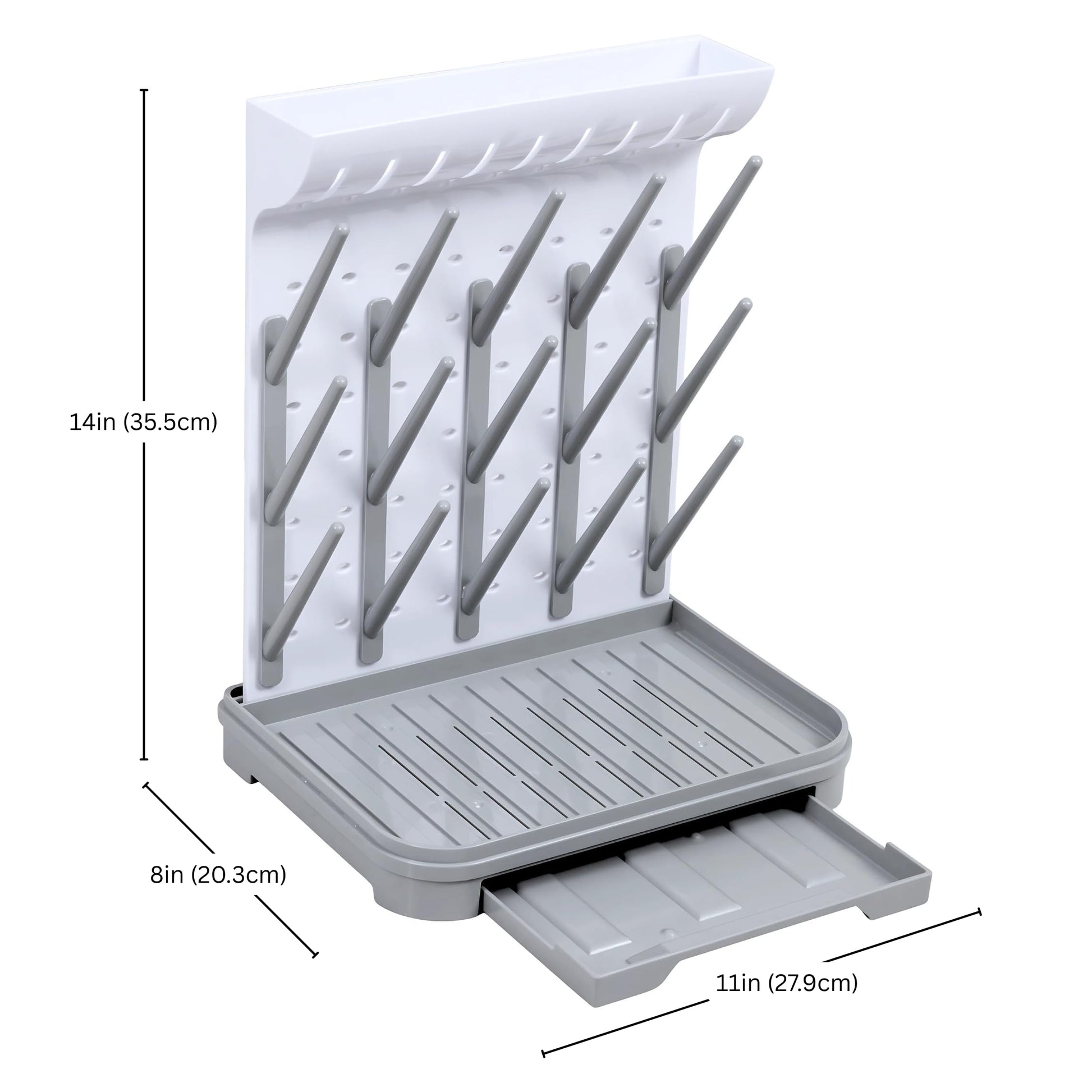Top down view of BPA free baby bottle organizer for newborn essentials