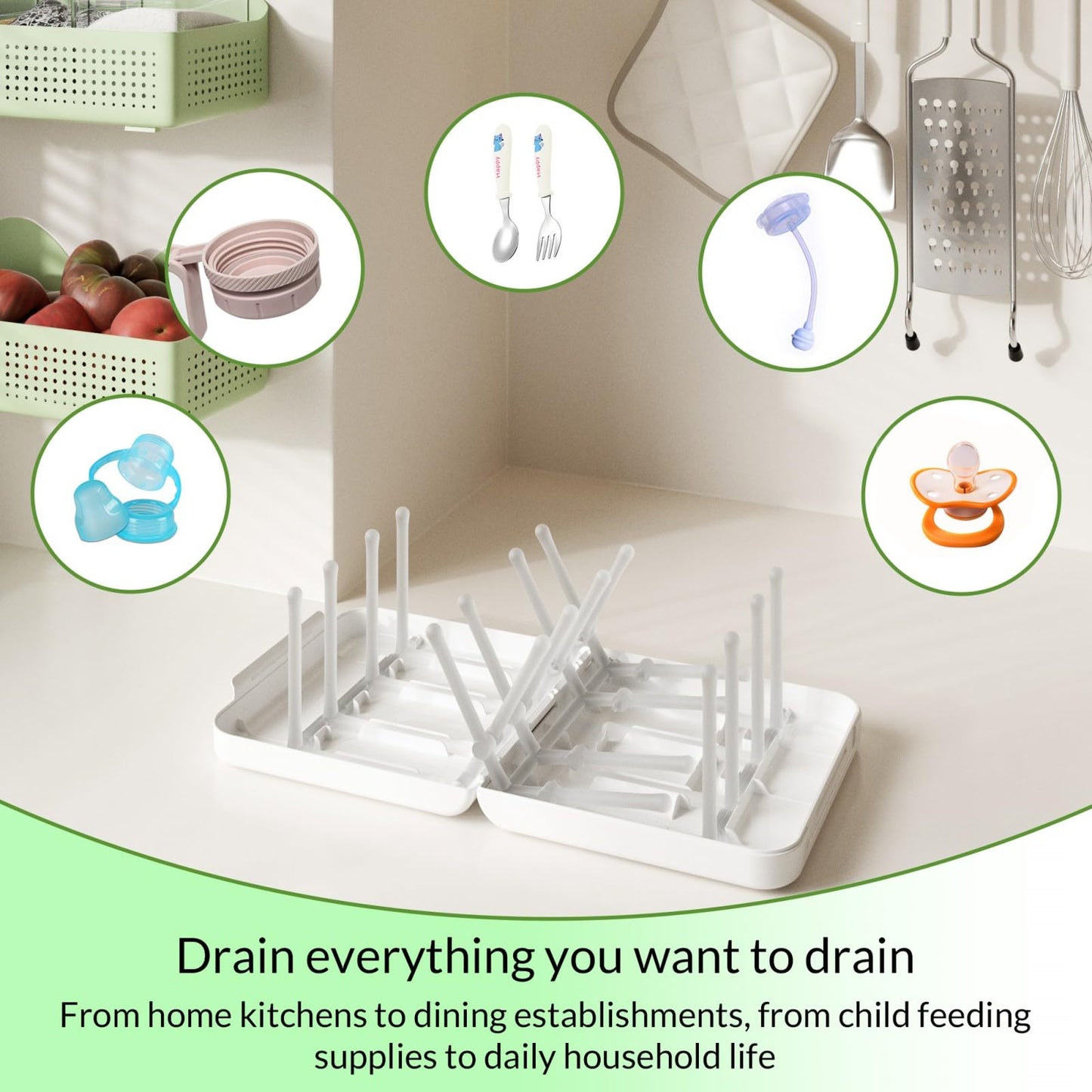 WHNL portable baby bottle drying rack in folded position