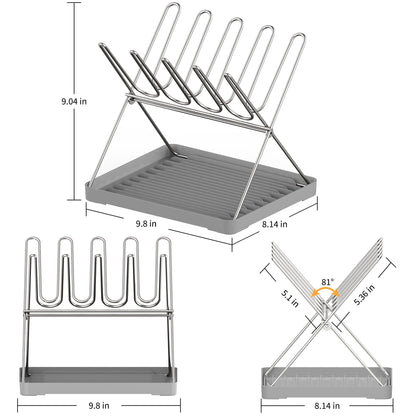 Foldable water bottle drying rack with items organized vertically