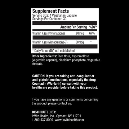 InVite Health Vitamin K supplements for bone and circulatory care
