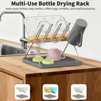 Bottle drying rack in partially folded storage position