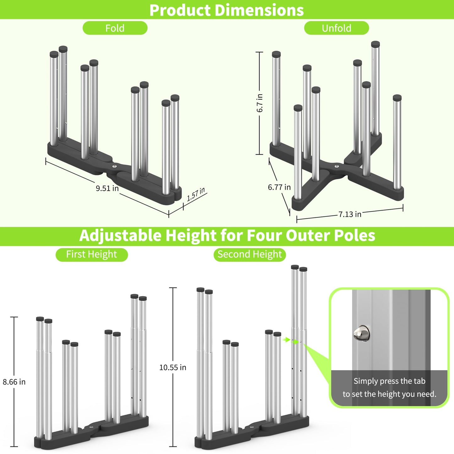 Folded Laemyfyre drying rack showing compact storage profile