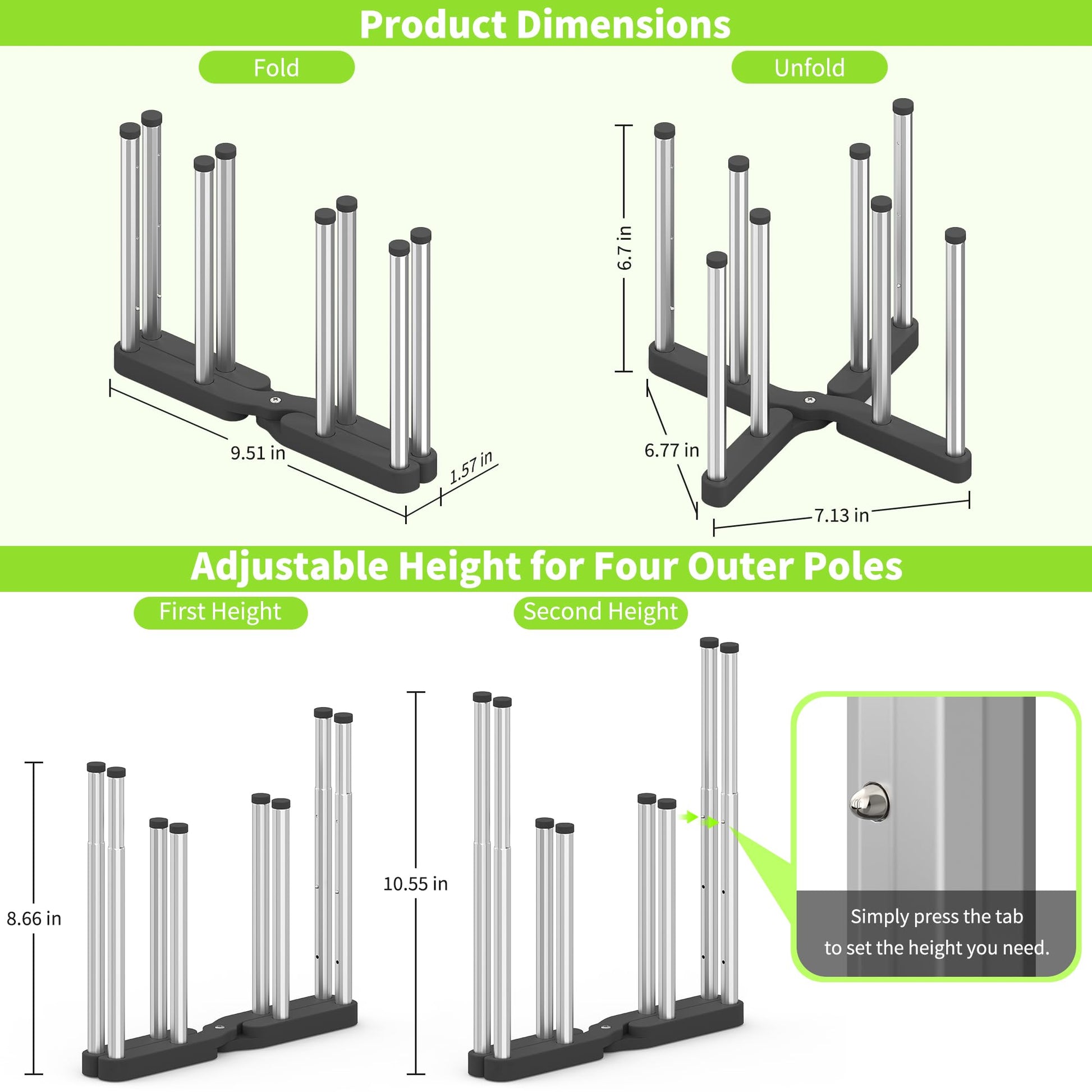 Folded Laemyfyre drying rack showing compact storage profile