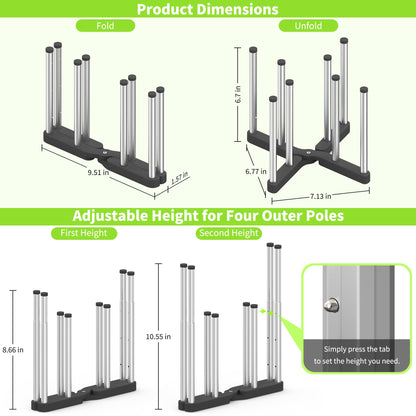 Folded Laemyfyre drying rack showing compact storage profile