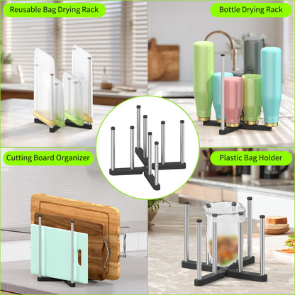 Top view of Laemyfyre collapsible draining rack for kitchen organization